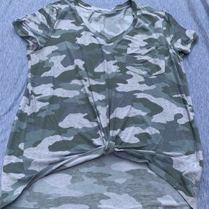 SO Camo V-Neck Large Tee with Front Pocket